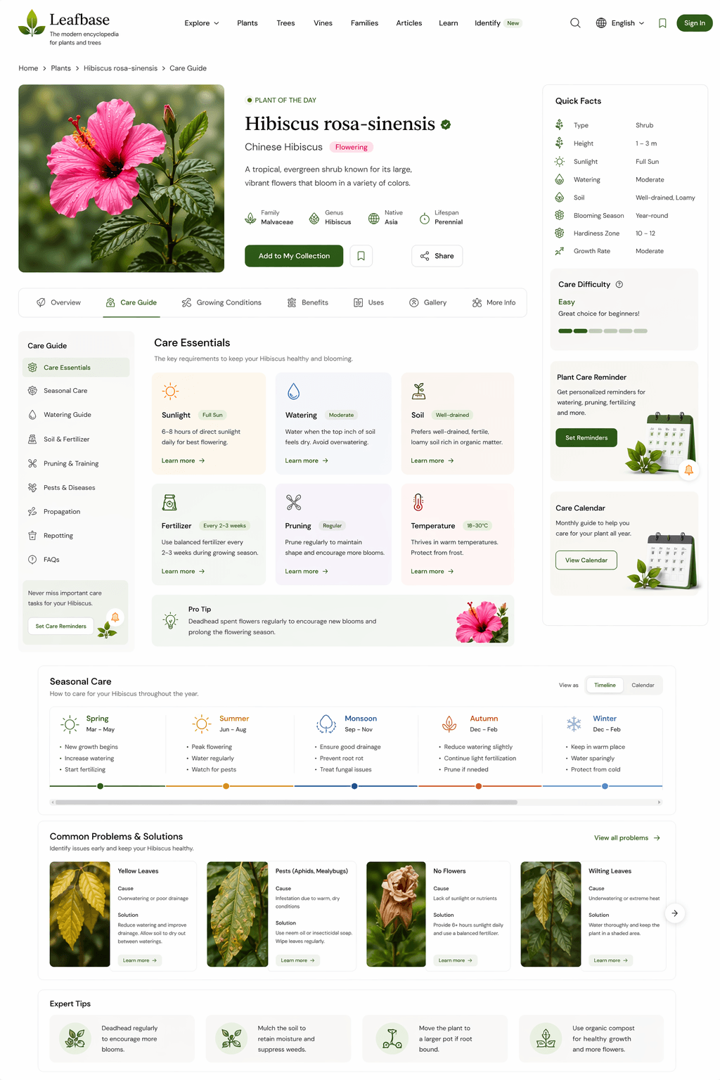 Structured plant learning paths screen
